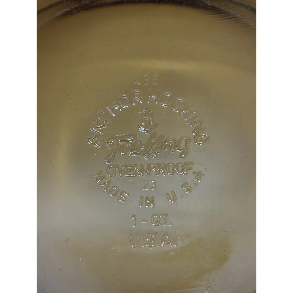 Vintage Anchor Hocking Fire King #436‎ 1QT Baking Dish Glass Round Amber Brown